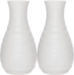 2 Pack Composite Plastics Flower Vase, Unbreakable Ceramic Look Vase for Home Decor Centerpieces, Arranging Bouquets (White)
