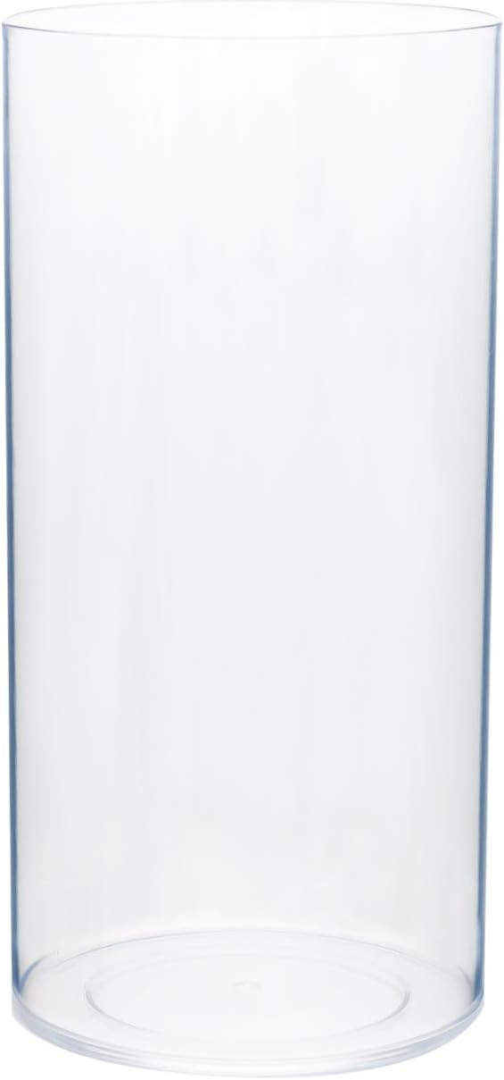 Flower Vase Acrylic Cylinder - Decorative Centerpiece for Home or Wedding - Non Breakable Plastic, 5"X10" Tall Round - Clear