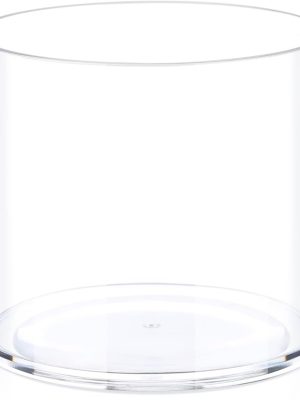 Flower Clear Plastic Vase Centerpiece for Home, Wedding Party, Clear Cylinder Wide Vase for Flowers, Decorative Wide Mouth Vase for Decor, Centerpieces, 6” × 6" Opening Round (Not Glass)