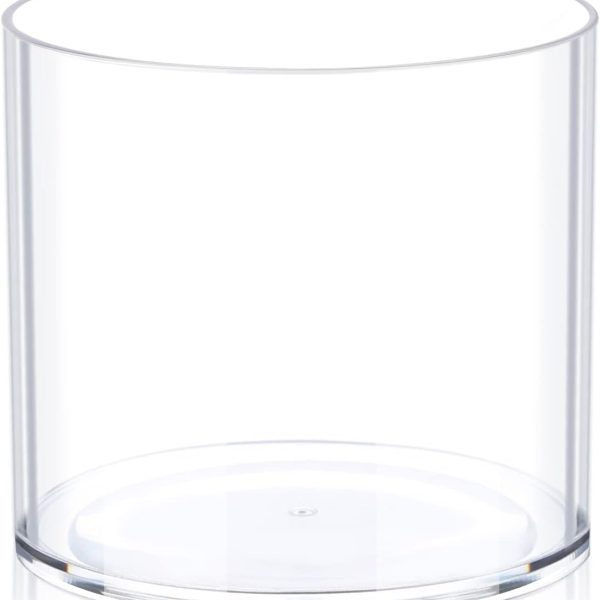 Flower Clear Plastic Vase Centerpiece for Home, Wedding Party, Clear Cylinder Wide Vase for Flowers, Decorative Wide Mouth Vase for Decor, Centerpieces, 6” × 6" Opening Round (Not Glass)