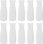 10 Pack Composite Plastic Flower Vase, White Tall Conic Floral Vase Home Decor Centerpieces, Unbreakable Vase for Decor Living Room