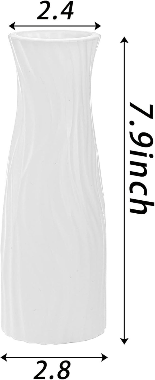 10 Pack Composite Plastic Flower Vase, White Tall Conic Floral Vase Home Decor Centerpieces, Unbreakable Vase for Decor Living Room