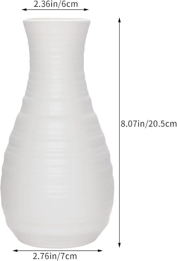 2 Pack Composite Plastics Flower Vase, Unbreakable Ceramic Look Vase for Home Decor Centerpieces, Arranging Bouquets (White)