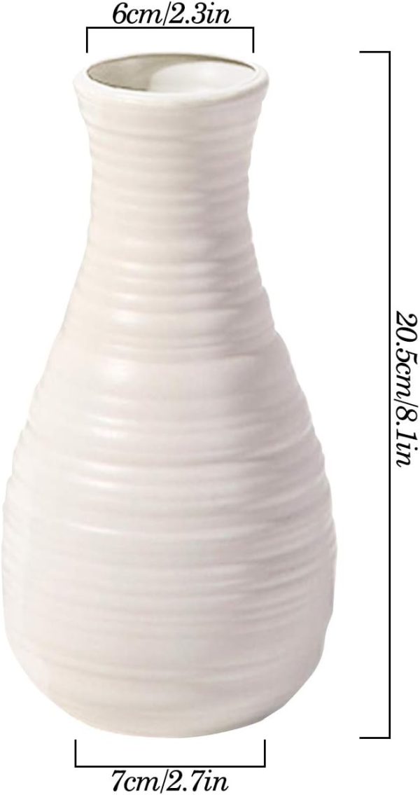 Unbreakable Vase for Flowers, Ceramic Look Plastic Vase for Home Decor, Living Room, Table (Seashell White)