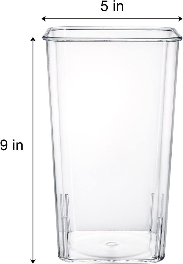 4 Pack Acrylic Flower Vase, Clear Square Tapered Table Flowers Vase Decorative Centerpiece for Home Kitchen Wedding Decorations, Unbreakable Plastic Vase for Flowers, 5x9 Inch Tall Cube Shape