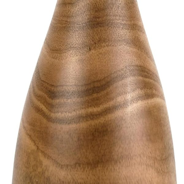 Natural Brown Stain Mango Tree Wood Bottle Shaped Slim Vase for Flower, 8 inches