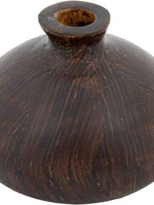 Decorative Paulownia Wood Vase, Espresso Finish