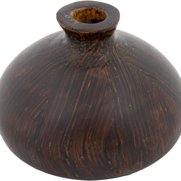 Decorative Paulownia Wood Vase, Espresso Finish