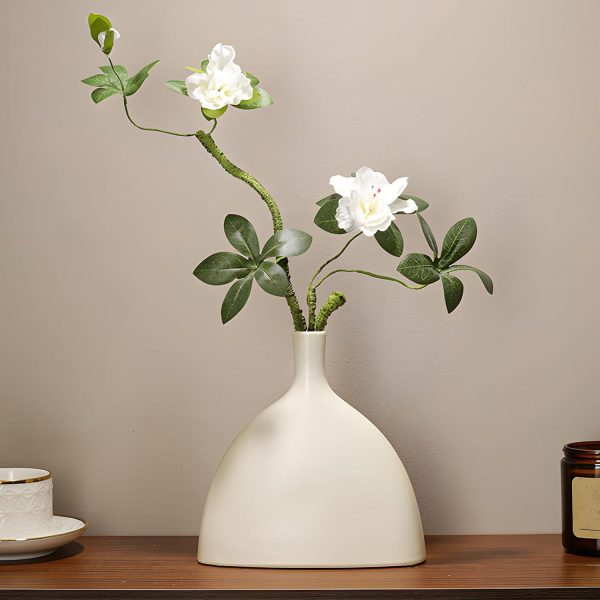 White Ceramic Vase for Home Decor, Boho Vase for Pampas Grass, Minimalis Modern Home Decor Aesthetic, Flower Vase for Living Room, Coffee Table, Shelf, Entryway, Mantle, Office