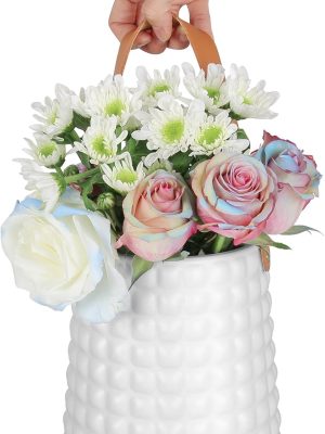 Plastic Vases for Flowers，Thickened Morden vases for Tables Centerpieces, vase for Home Decor, Crystal,Colorful and Clear Rose Large Vases Christmas Day Gifts (White)