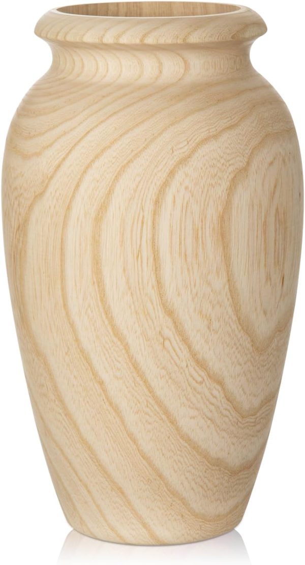 10" Tall Handmade Wooden Flower Vase, Large Wood Vase Decoration for Flower Arrangement Home Decoration