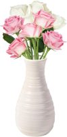 Unbreakable Vase for Flowers, Ceramic Look Plastic Vase for Home Decor, Living Room, Table (Seashell White)