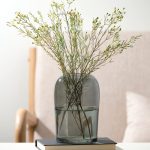 Smoked Glass Vase, Flower Vase for Modern Home Decor, Minimalist Vase for Shelf and Table, Vases for Centerpieces, Living Room, Bedroom, Kitchen, and Office Decor