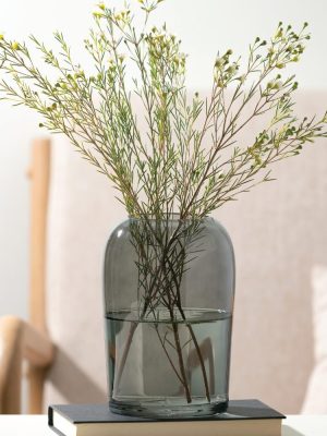 Smoked Glass Vase, Flower Vase for Modern Home Decor, Minimalist Vase for Shelf and Table, Vases for Centerpieces, Living Room, Bedroom, Kitchen, and Office Decor