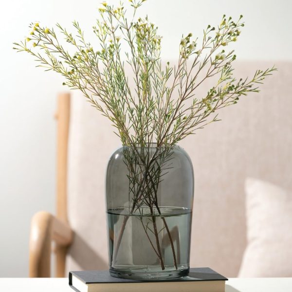 Smoked Glass Vase, Flower Vase for Modern Home Decor, Minimalist Vase for Shelf and Table, Vases for Centerpieces, Living Room, Bedroom, Kitchen, and Office Decor