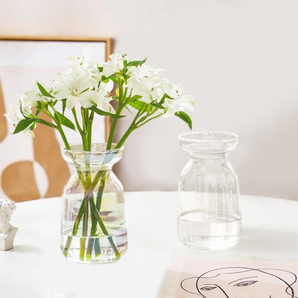 Gute Glass Vases for Decor, Modern Decorative Flower Vase Centerpieces Table Home Indoor Desk Decor Living Room, Kitchen, Office Wedding or Housewarming Gifts (Clear)