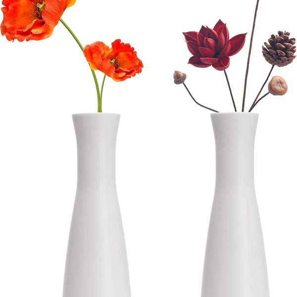 Tall Conic Composite Plastics Flower Vase, Small Bud Decorative Floral Vase Home Decor Centerpieces, Arranging Bouquets, Connected Tubes (Wide Caliber)