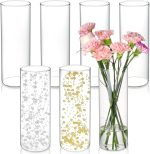 7pcs Glass Cylinder Vases for Centerpieces - 10 Inch Tall Glass Vases for Flowers, Hurricane Glass Candle Holders Floating Candle Vases for Table Centerpiece Formal Dinners Home Decor