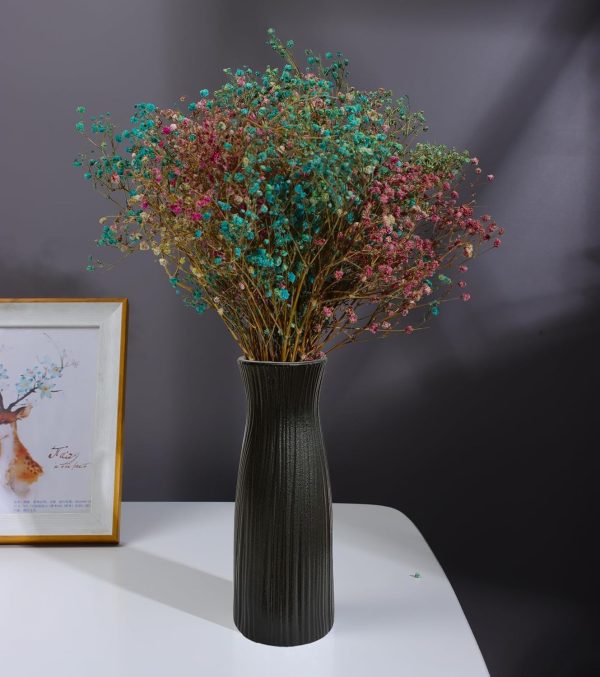 Black Vase, Ceramic Handcrafted Wooden Stump Texture 8 Inch Farmhouse Decor, Modern & Boho Room Accent for Living Room, Bedroom, Kitchen