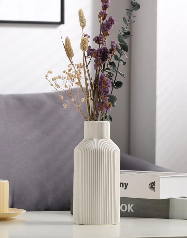 White Ceramic Flower Vase,Minimalist Modern Home Decoration,Small Pampas Grass Vases for Decor,Table,Shelf Bookshelf Decorative,Mantel,Entryway Decor and Centerpieces(8 in)