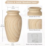 10" Tall Handmade Wooden Flower Vase, Large Wood Vase Decoration for Flower Arrangement Home Decoration