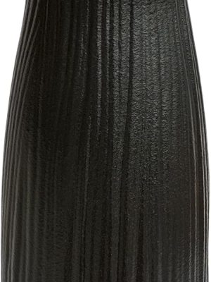 Black Vase, Ceramic Handcrafted Wooden Stump Texture 8 Inch Farmhouse Decor, Modern & Boho Room Accent for Living Room, Bedroom, Kitchen