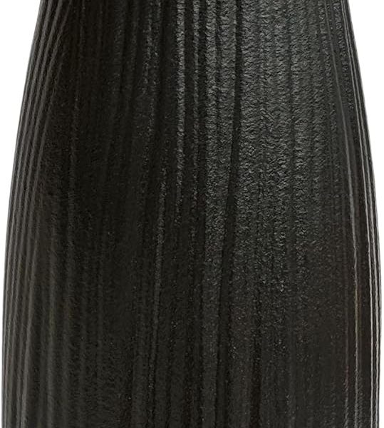 Black Vase, Ceramic Handcrafted Wooden Stump Texture 8 Inch Farmhouse Decor, Modern & Boho Room Accent for Living Room, Bedroom, Kitchen