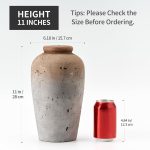 Large Ceramic Rustic Vase, 11 inch Minimalist Decorative Farmhouse Tall Vase for Home Decor, Living Room, Shelf Decor, Enterway, Wedding, Table Decoration, Brown