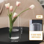 Flower Vase Acrylic Cylinder,7.86" Tall Clear Vase for Centerpieces,Wedding Decorative,Home Décor, Non Breakable Plastic, 3.94" x 7.86" Tall Round - Clear