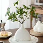 White Ceramic Vase for Home Decor, Boho Vase for Pampas Grass, Minimalis Modern Home Decor Aesthetic, Flower Vase for Living Room, Coffee Table, Shelf, Entryway, Mantle, Office