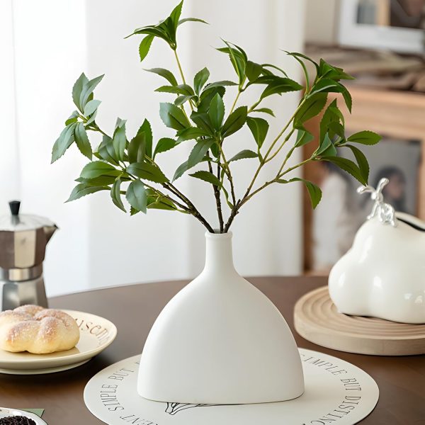 White Ceramic Vase for Home Decor, Boho Vase for Pampas Grass, Minimalis Modern Home Decor Aesthetic, Flower Vase for Living Room, Coffee Table, Shelf, Entryway, Mantle, Office