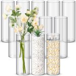 12 s Plastic Clear Cylinder Vase for Home 8,12,16 Inch Acrylic Flower Clear Vase Centerpiece for Centerpieces Wedding Party Decorations(10 Inch)