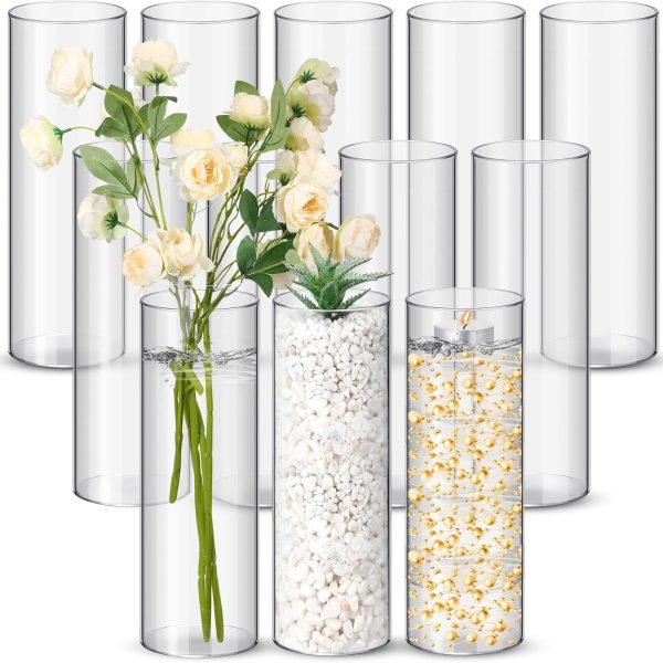 12 s Plastic Clear Cylinder Vase for Home 8,12,16 Inch Acrylic Flower Clear Vase Centerpiece for Centerpieces Wedding Party Decorations(10 Inch)