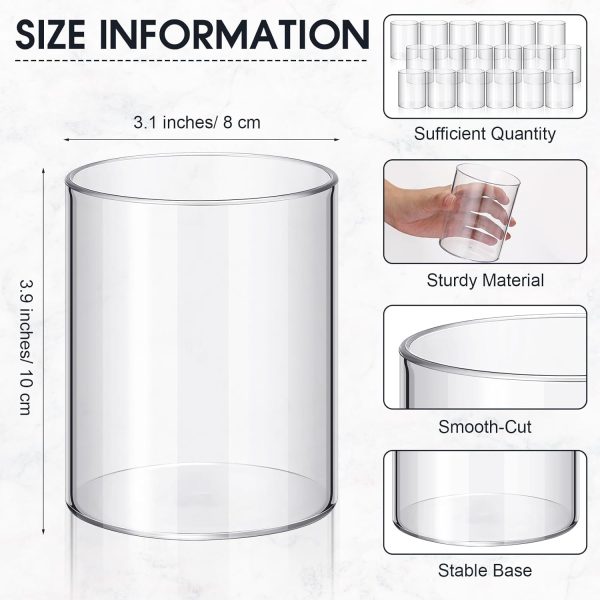 20 s Plastic Cylinder Vase 4 Inch Acrylic Cylinder Vase Bulk Small Clear Flower Container Hurricane Candle Holder Round Wide Container Centerpiece for Home Office Wedding Decorations