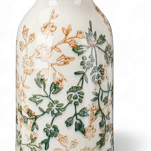 1 Pcs Green and Beige Vintage Vase Ceramic Chinoiserie Floral Vase Cracked for Rustic Home Bookshelf Living Room Table Centerpiece Decors (Small)