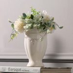 White Vase for Flowers, Ceramic vase for Home Decor French Rustic Vase for Kitchen/Table/Living Room/Shelf/Mantel/Office-Height-6.8"
