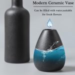 Black Ceramic Vase Set - 4 Small Unique Vases for Flowers, Modern Decorative Centerpieces and Home Decor