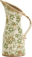 6.5in. Tuscan Ceramic Green Scroll Pitcher Vase