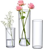 Plastic Cylinder Vases (3-Piece Set), Acrylic Flower Vases for Wedding Centerpieces, Home Decorations, Office Ornaments, Shatter-Proof, 6" + 9" + 12" (H) (Not Glass)
