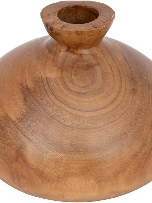 Decorative Paulownia Wood Vase, Walnut Finish