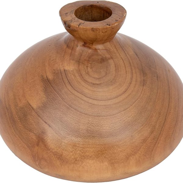 Decorative Paulownia Wood Vase, Walnut Finish