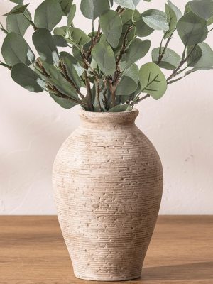 Ceramic Flower Vase Home Decor - Large Farmhouse Table Vases Rustic Vintage Living Room Kitchen Bedroom Decorations for House Book Shelf Office Coffee Desk Dining Fireplace (9" Retro)