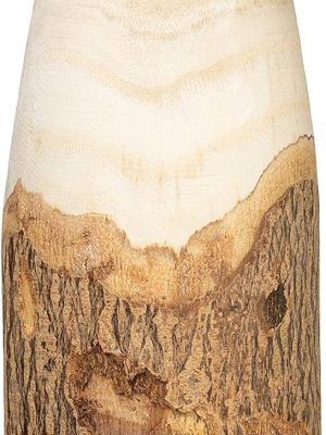 Carved Paulownia Wood Live Edge (Each one Will Vary) Vase, 16", Brown