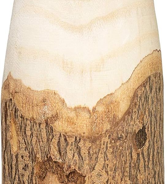 Carved Paulownia Wood Live Edge (Each one Will Vary) Vase, 16", Brown