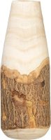 Carved Paulownia Wood Live Edge (Each one Will Vary) Vase, 16", Brown