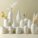 Set of 12 White Ceramic Vase for Pampas Grass Flowers,  Small Vases in Bulk for Wedding Centerpieces, Shelf and Table Decorations, Living Room and Bedroom Decor, DIY Gift