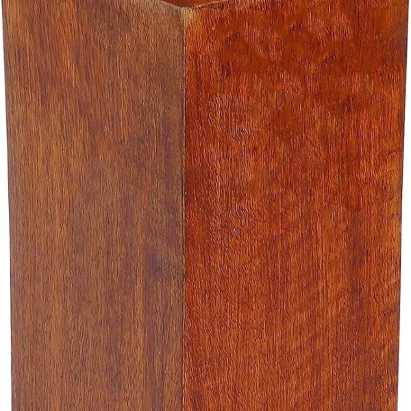 Medium Wood Vase (Medium Polish, 4 x 4 x 12) – Mango Wood Decorative Vase for Living Room, Bedroom, Coffee Table & More – Handmade Flower- Elegant & Beautiful Home Decorations
