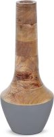 Wood Vase (Natural, 12” x 3” x 2”) – Mango Wood Large Decorative Vase for Living Room, Bedroom, Coffee Table & More – Handmade Flower - Elegant & Beautiful Home Decorations