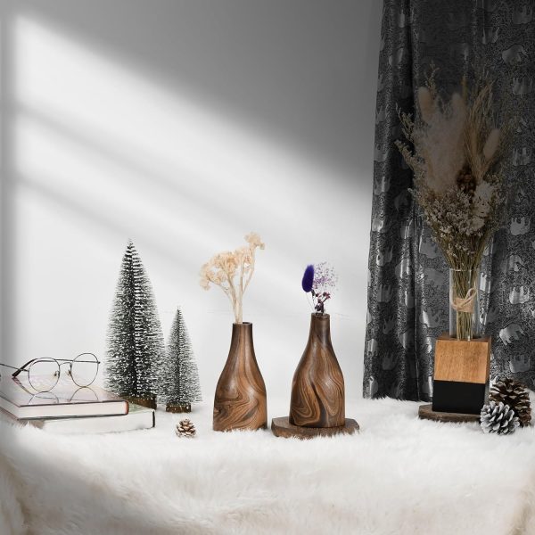 Artistic Grain Pattern Natural Mango Tree Wood Flower Vase | Mango Tree Wood Flower Vase | Handmade Home Office Table Vase| Flower Vases Decorative for Living Room (1PCS)