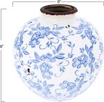 8" H Terracotta Floral Transferware Pattern & Crackle Finish Vase, Blue